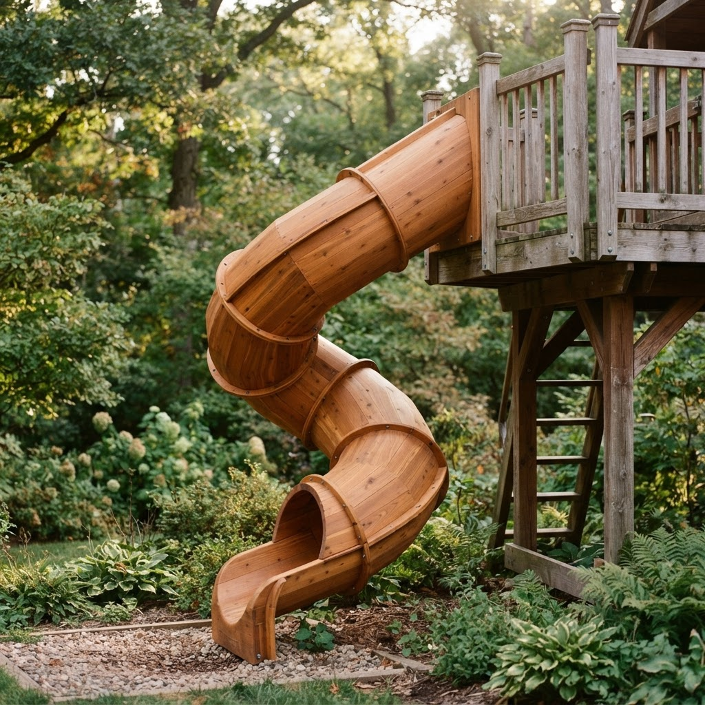 The Cedar Spiral Slide — Spiral tube slide
